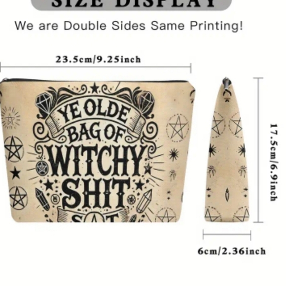 NEW "Ye Olde Bag of Witchy Shit" Large Cosmetic Pouch Makeup Bag - Picture 5 of 8